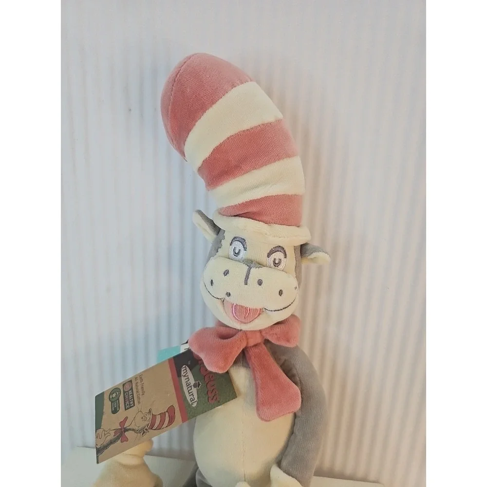 My Natural Dr. Seuss Cat in Hat Gray and Pink Plush Stuffed Animal PLUSH NWT